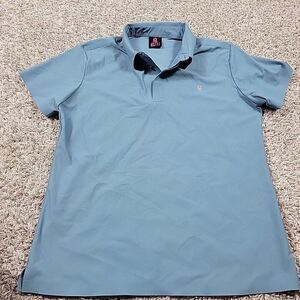 LITTLE DONKEY ANDY Polo Shirt Women's Medium Blue Short Sleeve Golf Flaw*